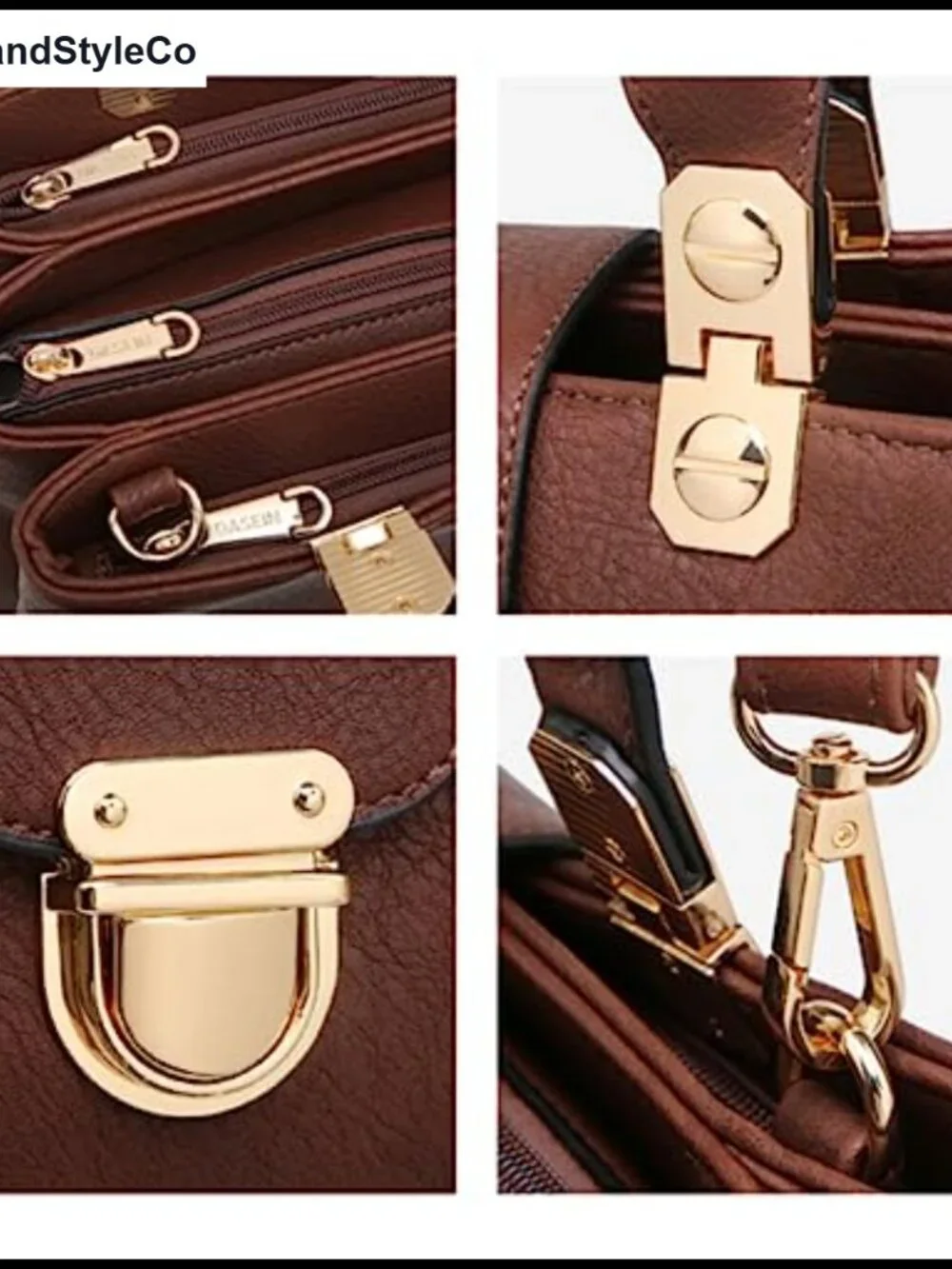 Vegan Leather Satchel Handbag with Top Handle and Detachable Shoulder Strap